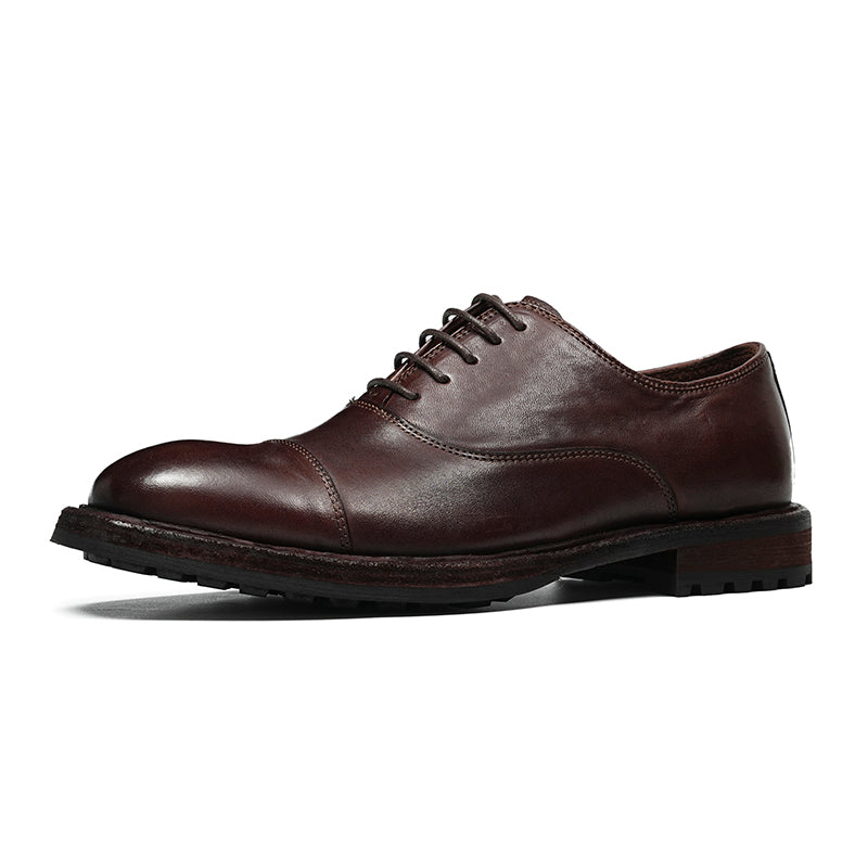 Classic Men's Oxford Shoes Stitching On The Toe Cap: Horsehide Leather and Goodyear Welted