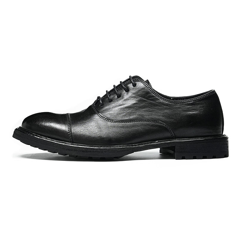Classic Men's Oxford Shoes Stitching On The Toe Cap: Horsehide Leather and Goodyear Welted