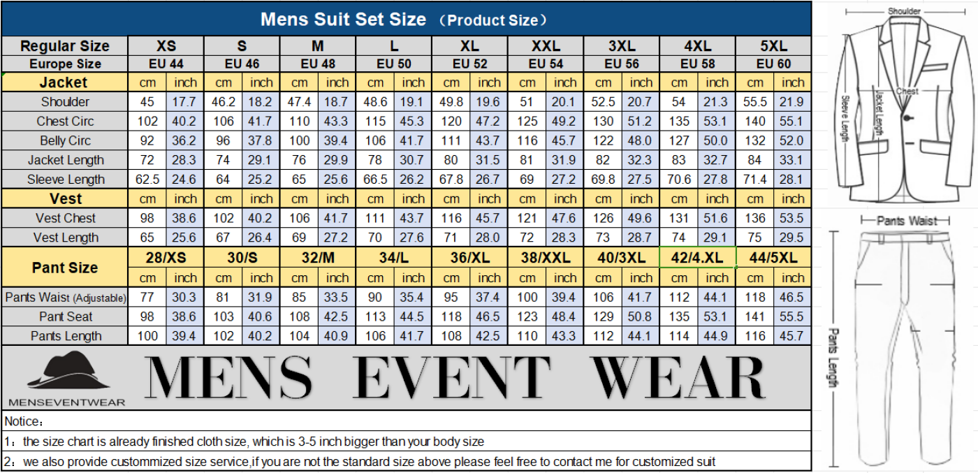 Business Men's 3 Pieces Mens Suit Peak Lapel Solid Tuxedos (Blazer+vest+Pants)