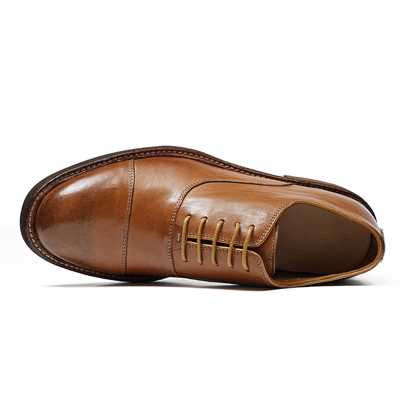 Classic Men's Oxford Shoes Stitching On The Toe Cap: Horsehide Leather and Goodyear Welted
