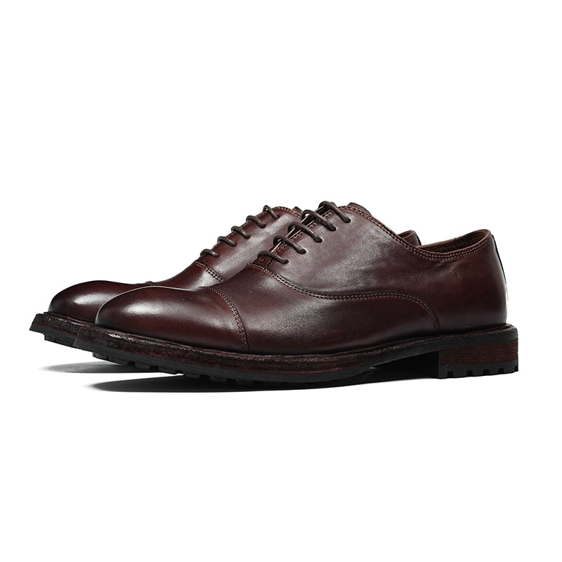 Classic Men's Oxford Shoes Stitching On The Toe Cap: Horsehide Leather and Goodyear Welted