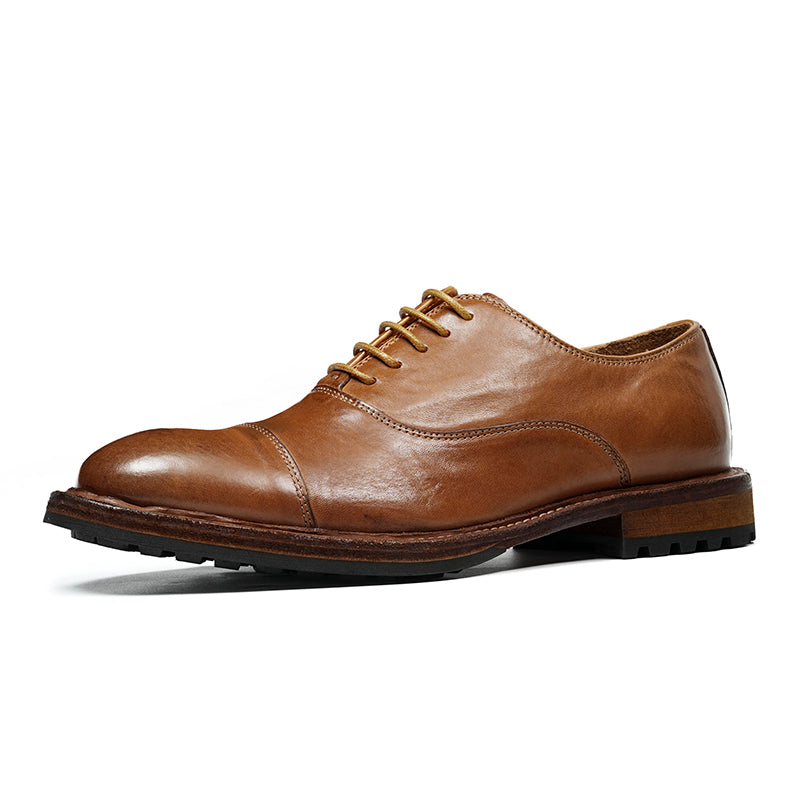 Classic Men's Oxford Shoes Stitching On The Toe Cap: Horsehide Leather and Goodyear Welted