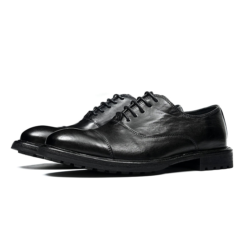 Classic Men's Oxford Shoes Stitching On The Toe Cap: Horsehide Leather and Goodyear Welted