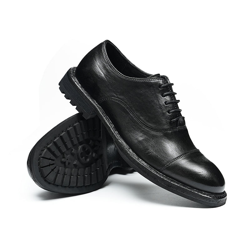Classic Men's Oxford Shoes Stitching On The Toe Cap: Horsehide Leather and Goodyear Welted