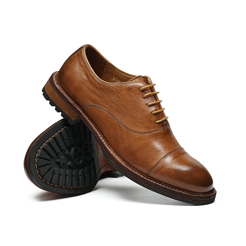 Classic Men's Oxford Shoes Stitching On The Toe Cap: Horsehide Leather and Goodyear Welted