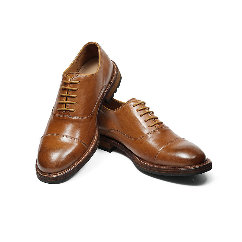 Classic Men's Oxford Shoes Stitching On The Toe Cap: Horsehide Leather and Goodyear Welted