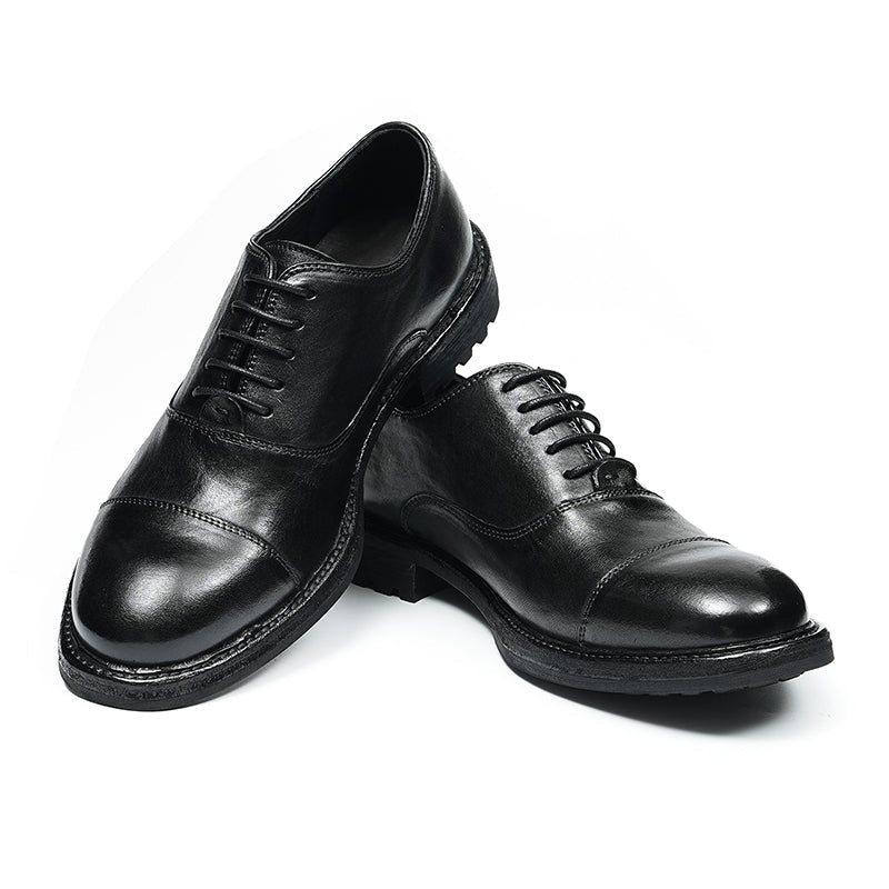 Classic Men's Oxford Shoes Stitching On The Toe Cap: Horsehide Leather and Goodyear Welted