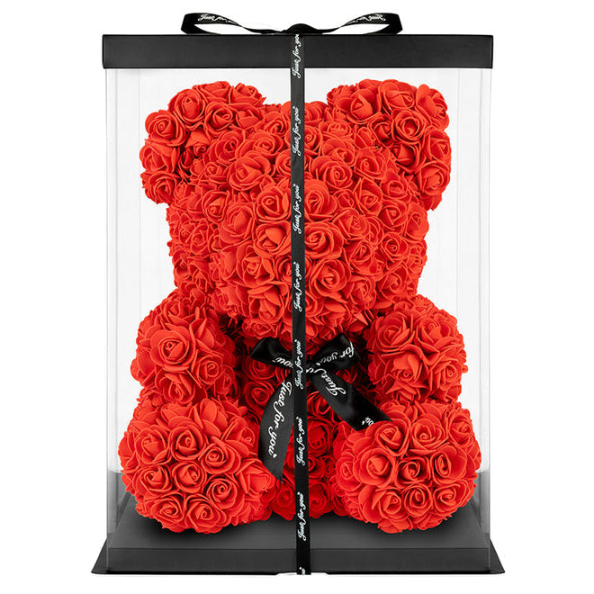 Red Rose Bear with Ribbon 40cm