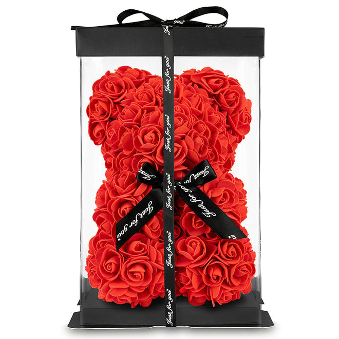 Red Rose Bear with Ribbon 25cm