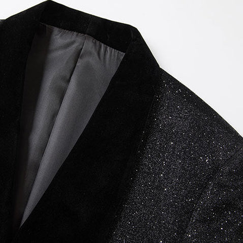 Men's Shimmering Black Smoking Jacket 2-Piece Prom Suit
