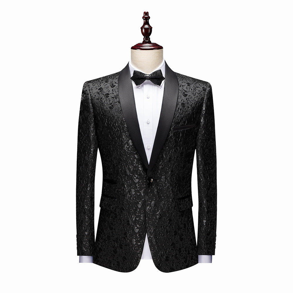 Black Paisley Jacquard 2-Piece Mens Prom Suit