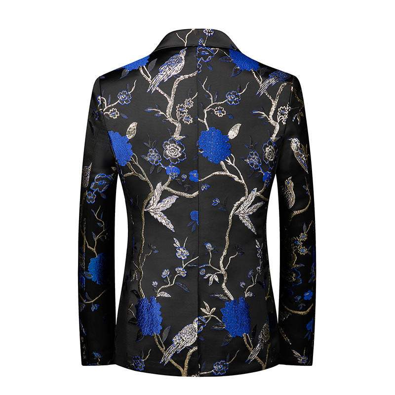 Blue Bird Embroidery Men's 2-Piece Suit