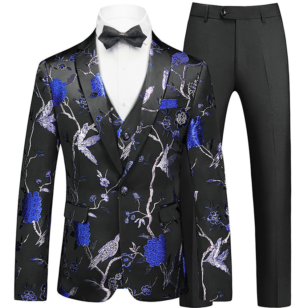 Blue Bird Embroidery Men's 2-Piece Suit