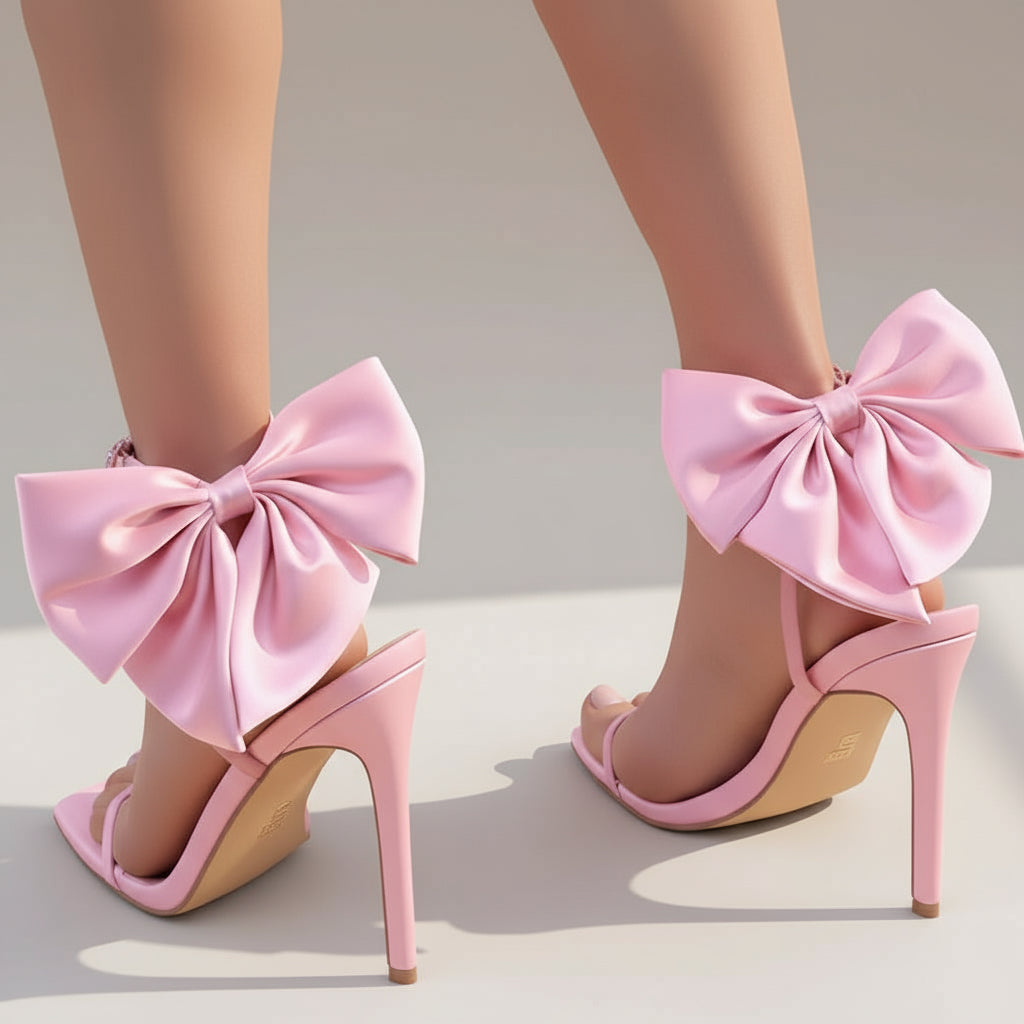 Satin Bow Detail Heels Prom Shoes