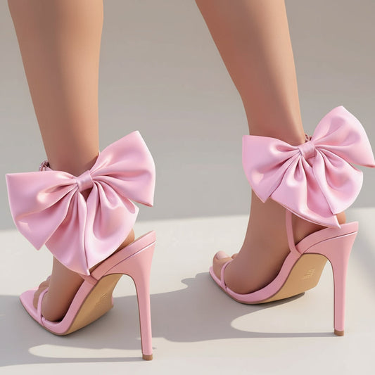 Satin Bow Detail Heels Prom Shoes