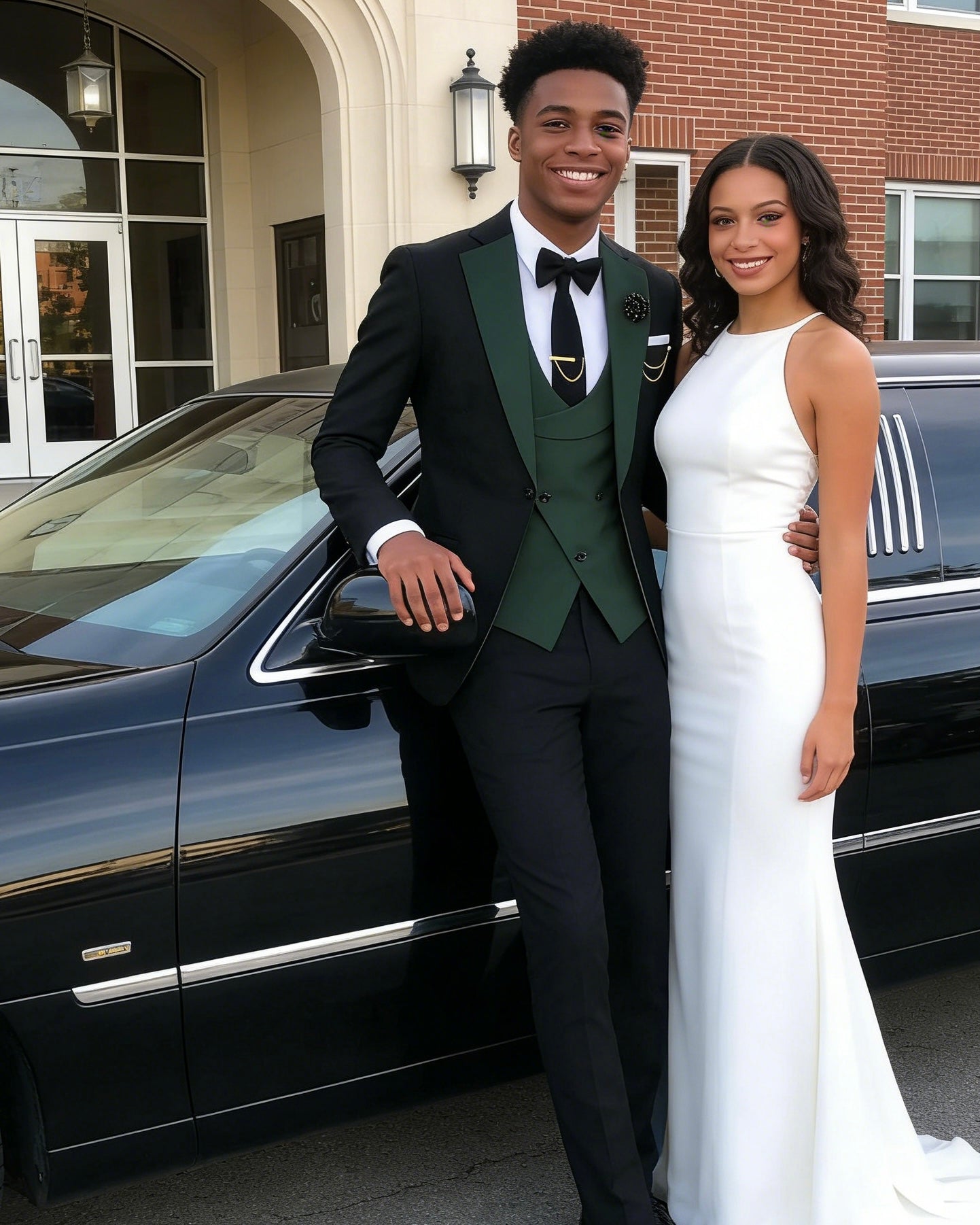 Men's Slim Fit 3-Piece Black Pants Graduation Suit | Formal Dress for African American Graduates
