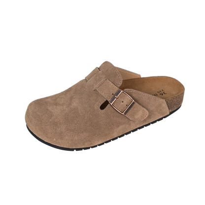 Closed Round Toe Suede Cork Clogs