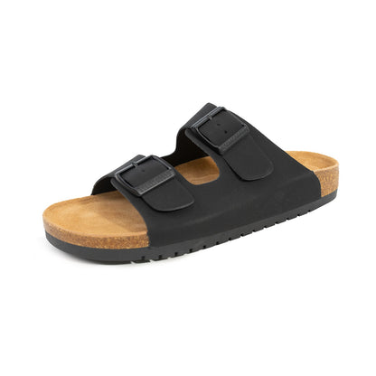 Open Toe Dual Buckle Cork Sandals clogs