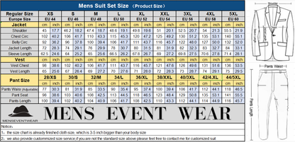 Business Men's 3 Pieces Mens Suit Peak Lapel Solid Tuxedos (Blazer+vest+Pants)
