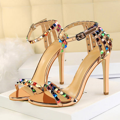 Champagne Rainbow Heeled Sandal Prom Shoes