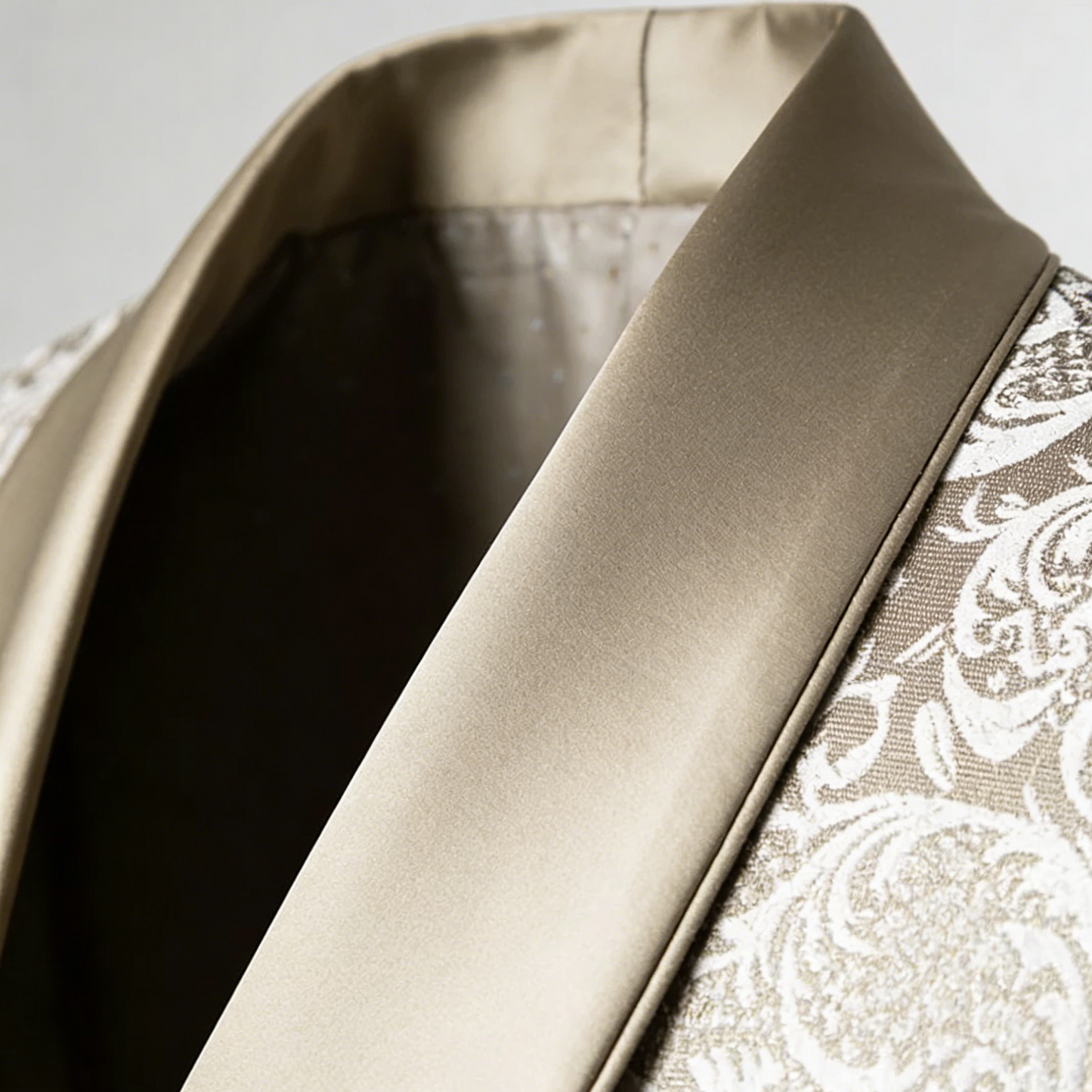 champagne gold jacquard Men's 3-Piece prom suit