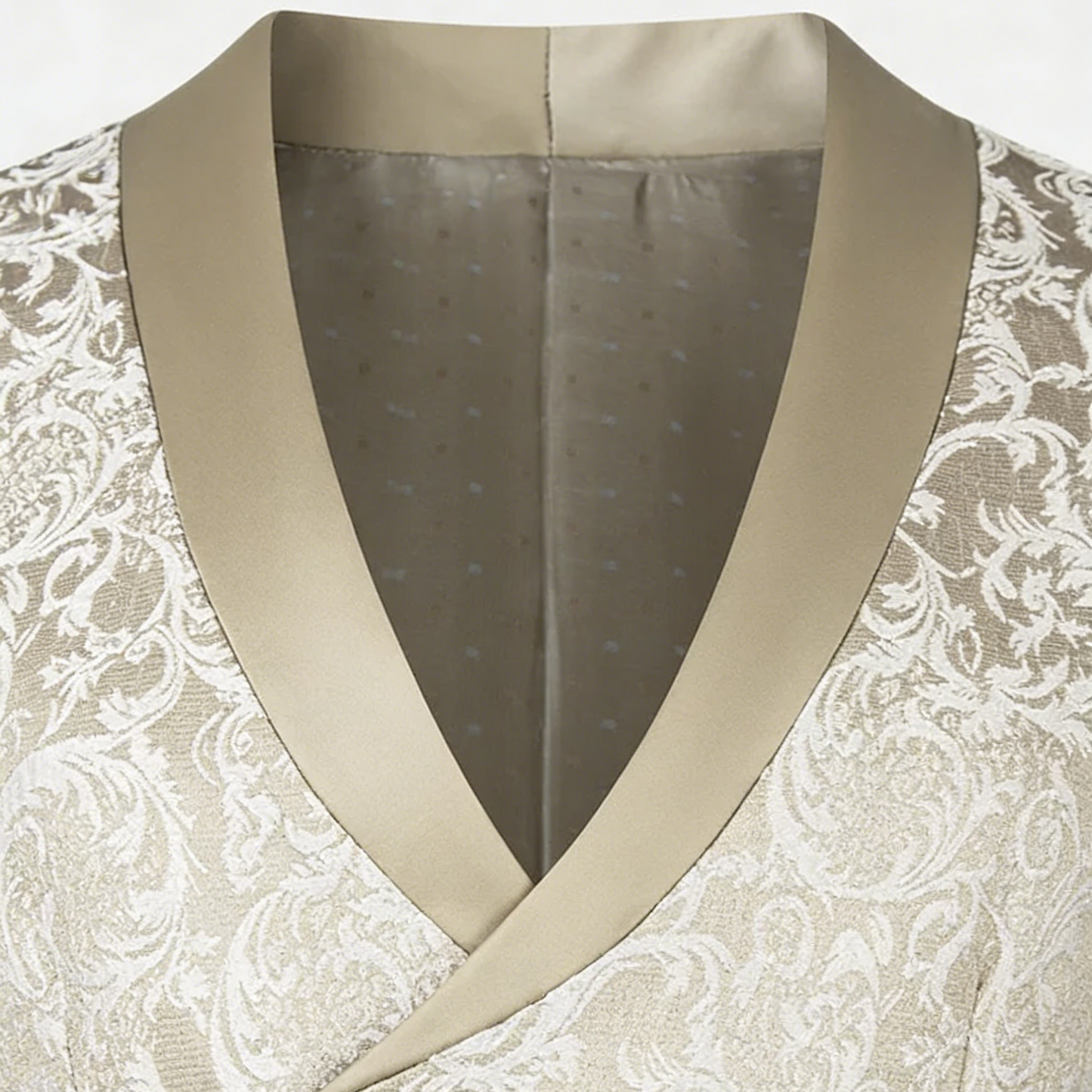 champagne gold jacquard Men's 3-Piece prom suit