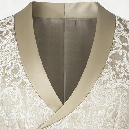 champagne gold jacquard Men's 3-Piece prom suit