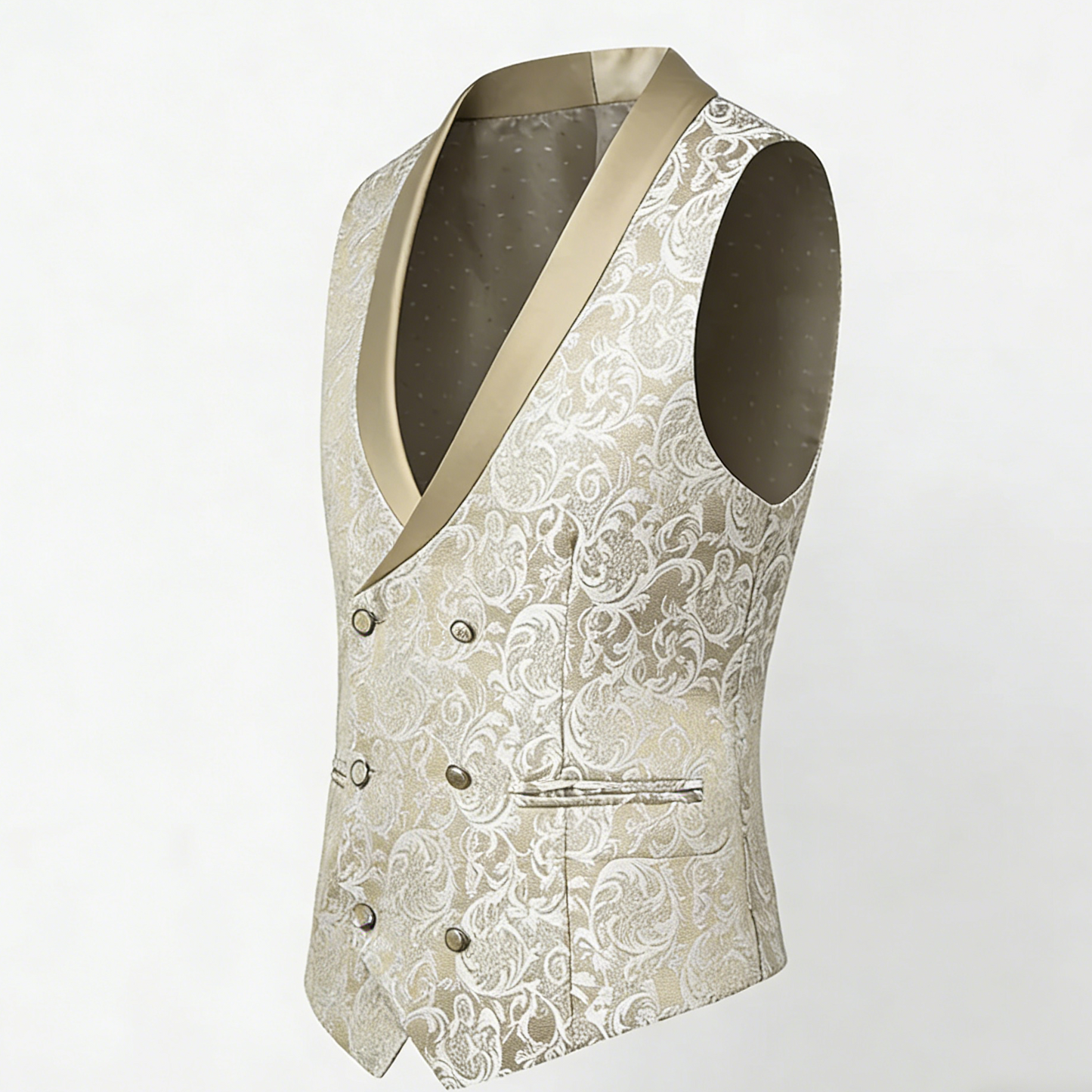 champagne gold jacquard Men's 3-Piece prom suit