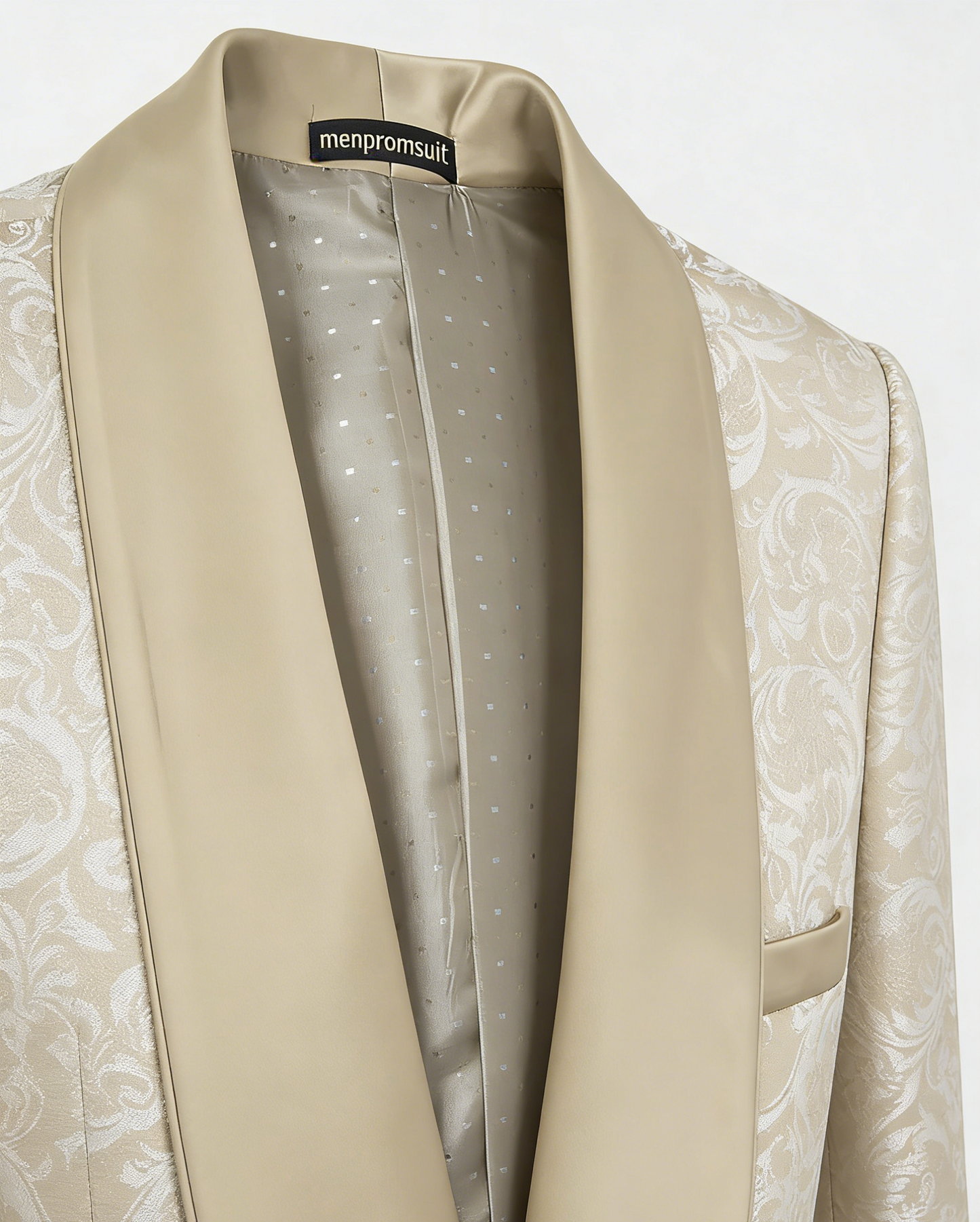 champagne gold jacquard Men's 3-Piece prom suit