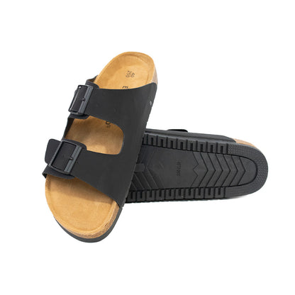Open Toe Dual Buckle Cork Sandals clogs