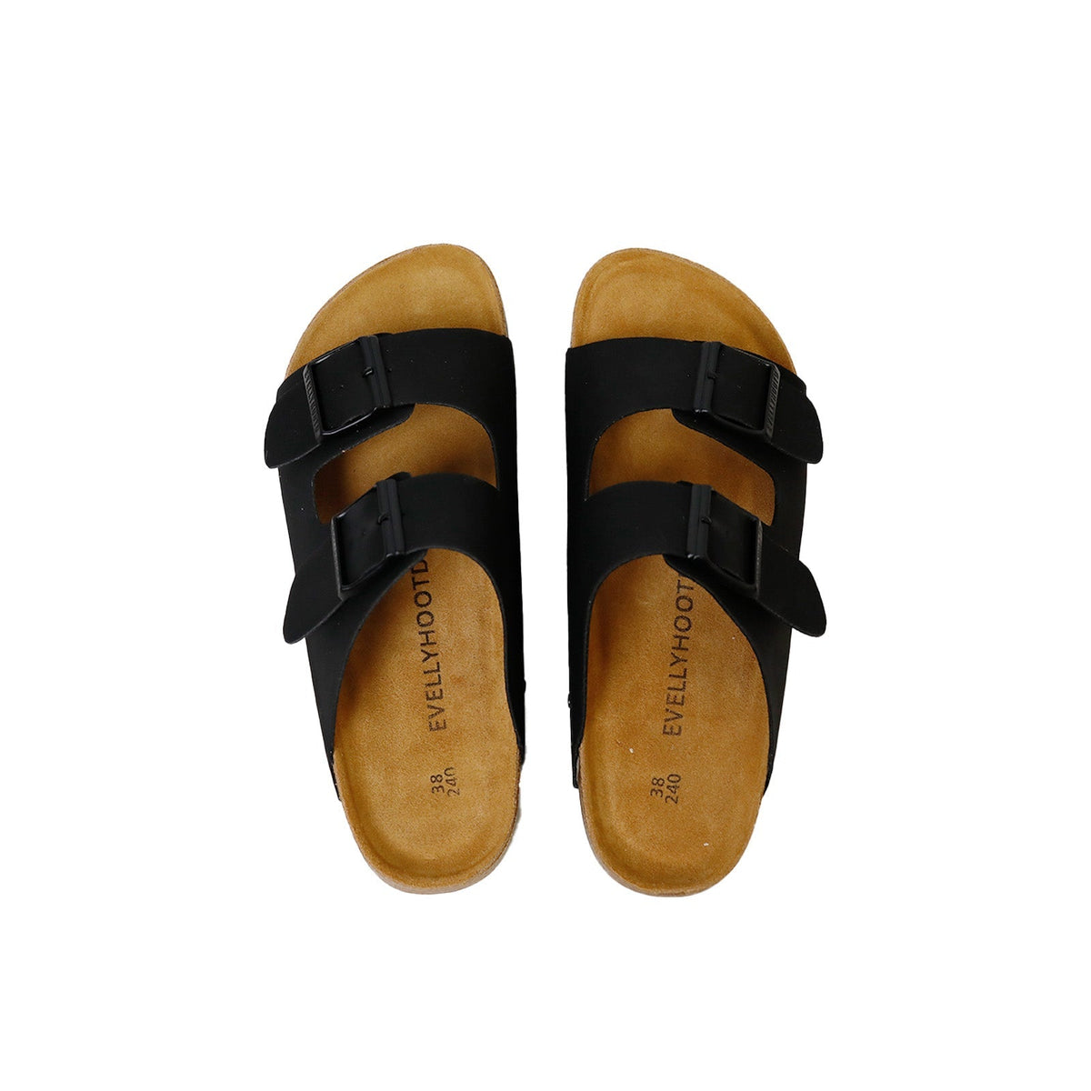 Open Toe Dual Buckle Cork Sandals clogs