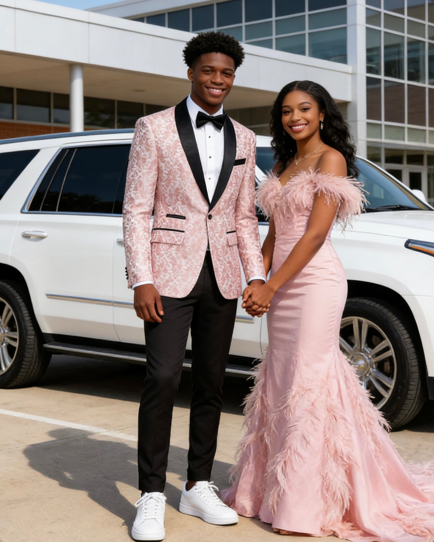 Men's 2-Piece Pink Paisley Jacquard Embroidery Tuxedo Prom Suit