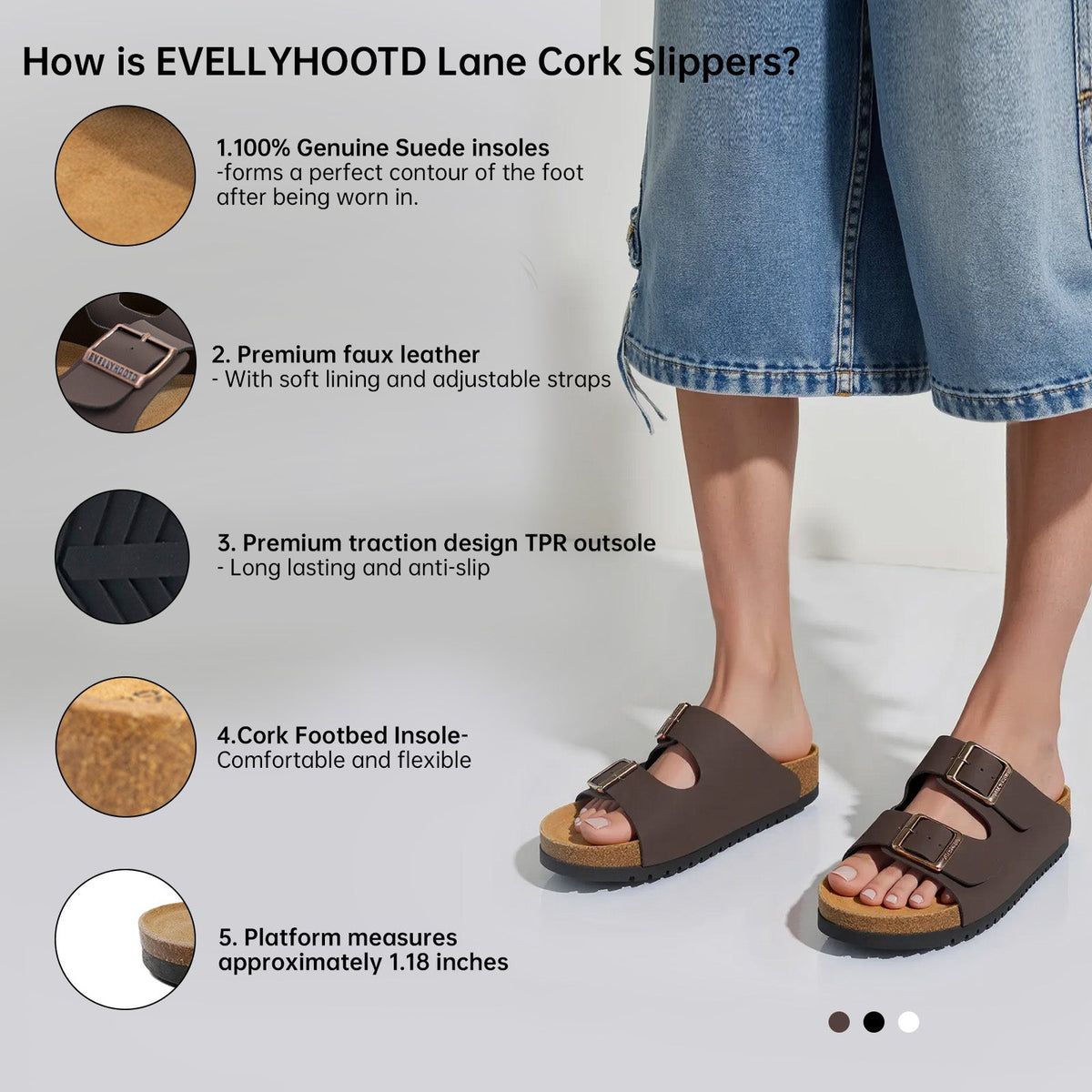 Open Toe Dual Buckle Cork Sandals clogs