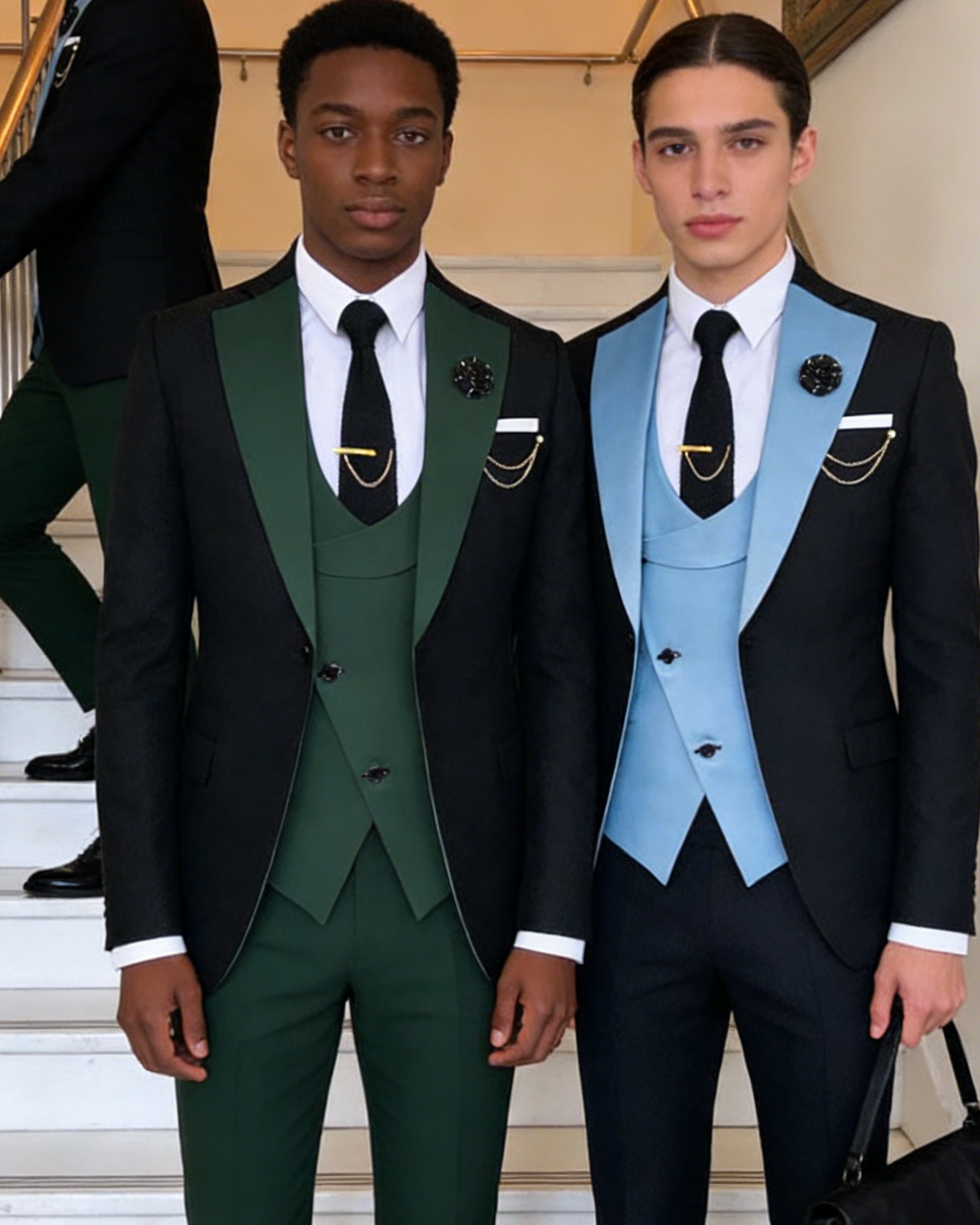 Men's Slim Fit 3-Piece Black Pants Graduation Suit | Formal Dress for African American Graduates
