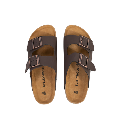 Open Toe Dual Buckle Cork Sandals clogs