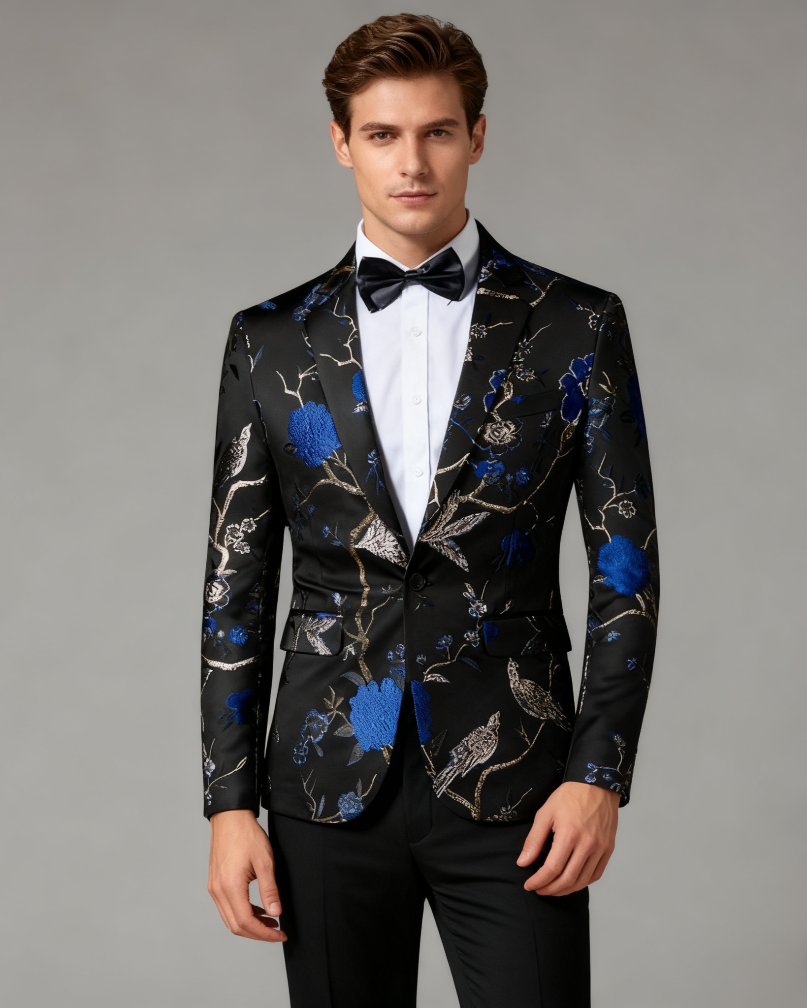 Blue Bird Embroidery Men's 2-Piece Suit