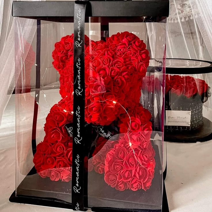 Red Rose Bear with Ribbon 40cm