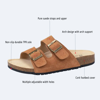 Open Toe Suede Dual Buckle Sandals clogs