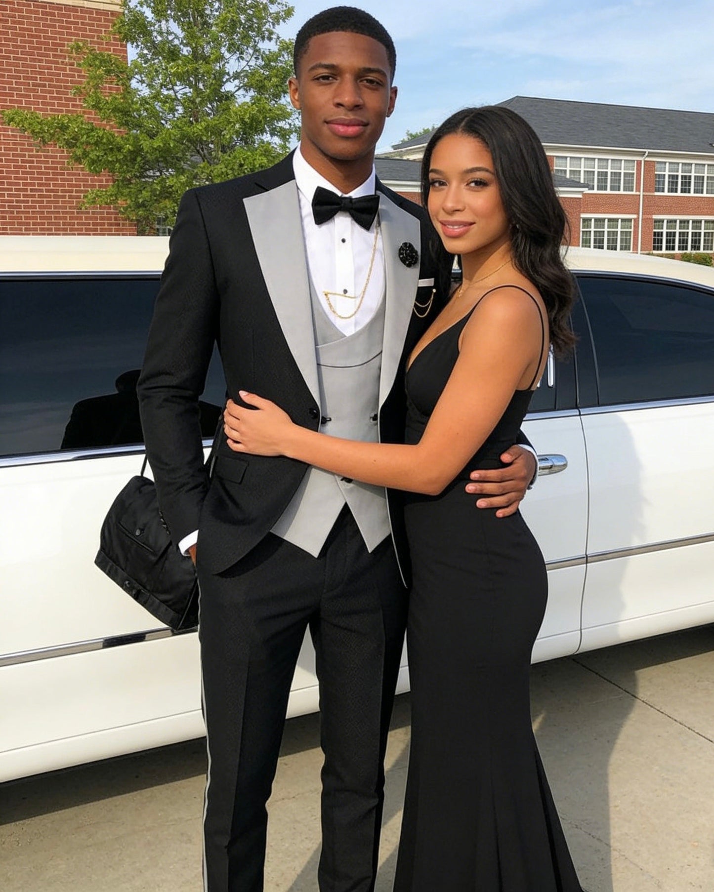 Men's Slim Fit 3-Piece Black Pants Graduation Suit | Formal Dress for African American Graduates