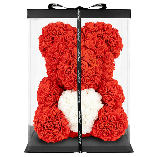 Red Rose Bear with White Heart 40cm