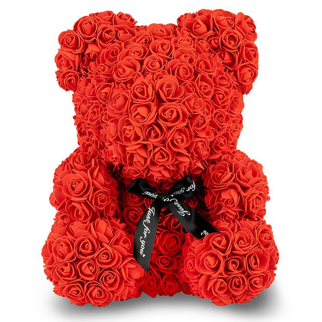 Red Rose Bear with Ribbon 40cm