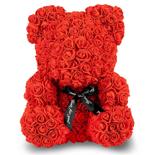 Red Rose Bear with Ribbon 40cm
