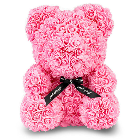 Light Pink Rose Bear with Ribbon 40cm