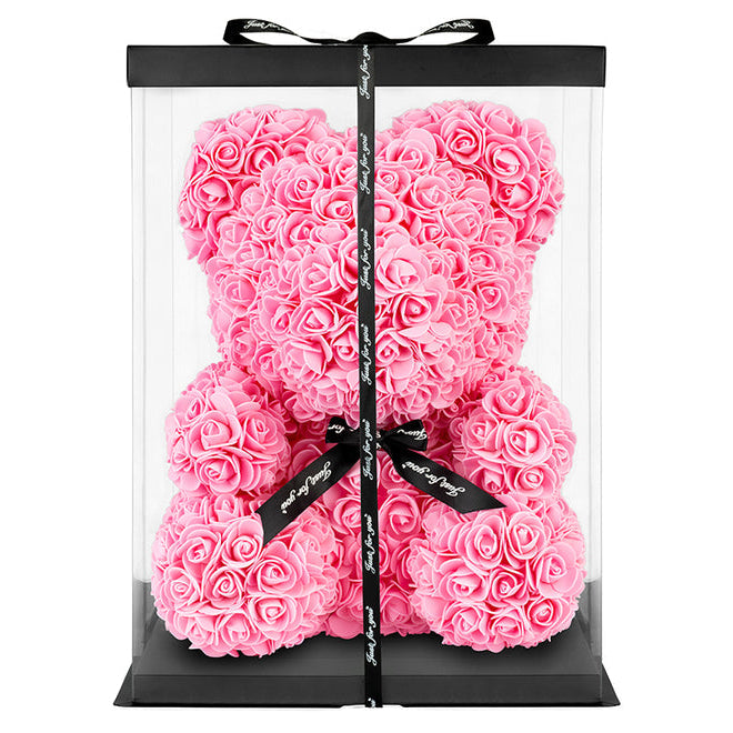 Light Pink Rose Bear with Ribbon 40cm