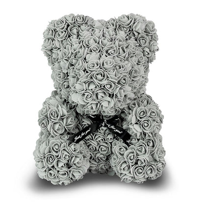 Grey Rose Bear with Ribbon 40cm