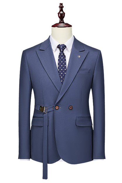 Blue 2-Button Flexible Waistband Modern Fit Suit