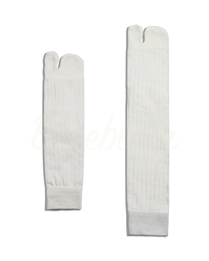 Ribbed Tabi Socks-White