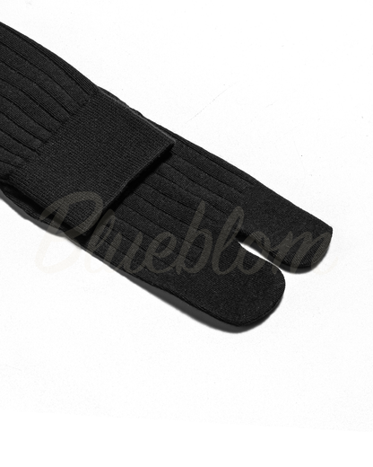 Ribbed Tabi Socks-Black