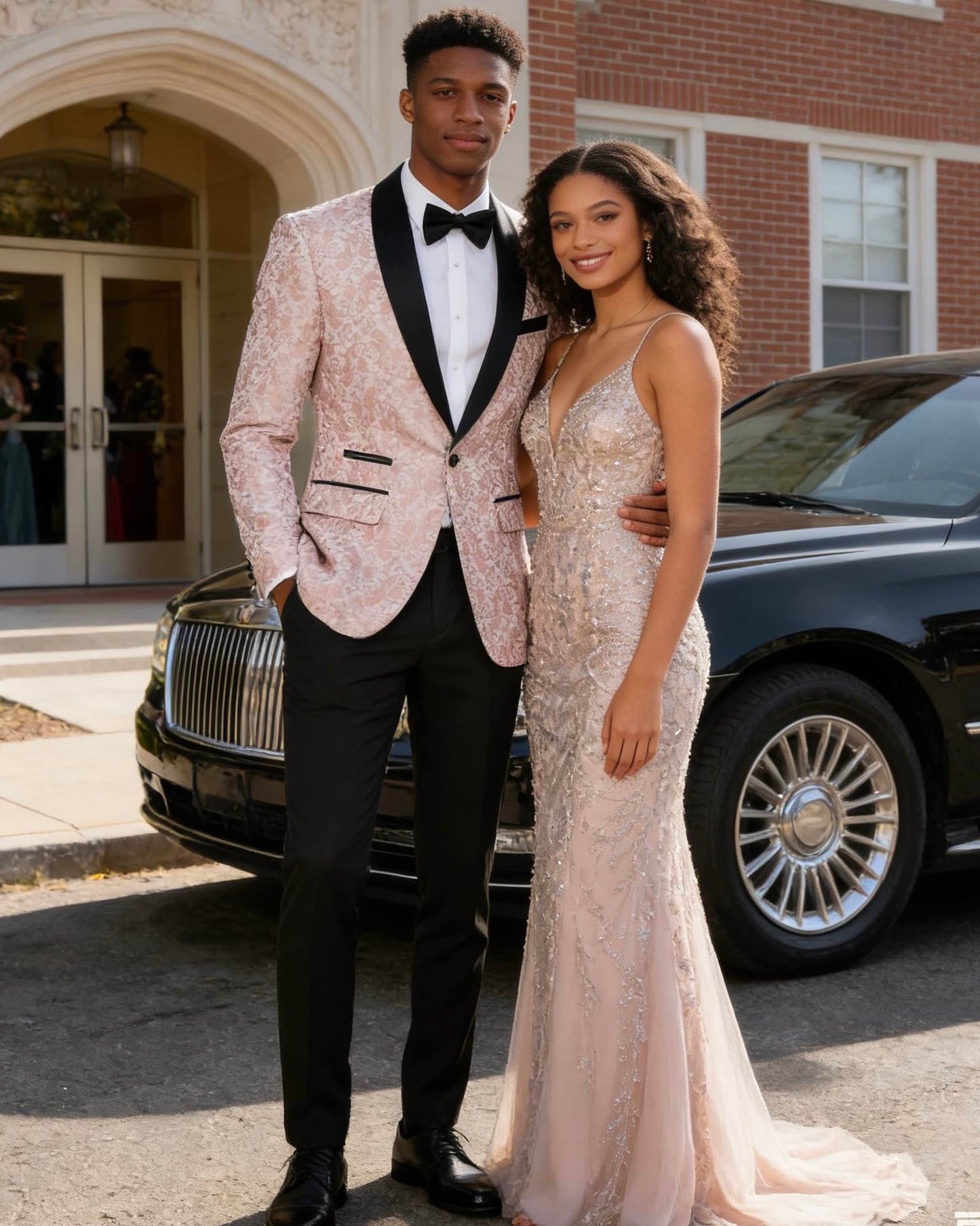 Men's 2-Piece Pink Paisley Jacquard Embroidery Tuxedo Prom Suit