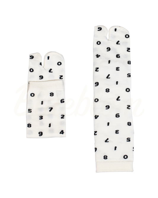 White Digital Symbol Tabi Socks
